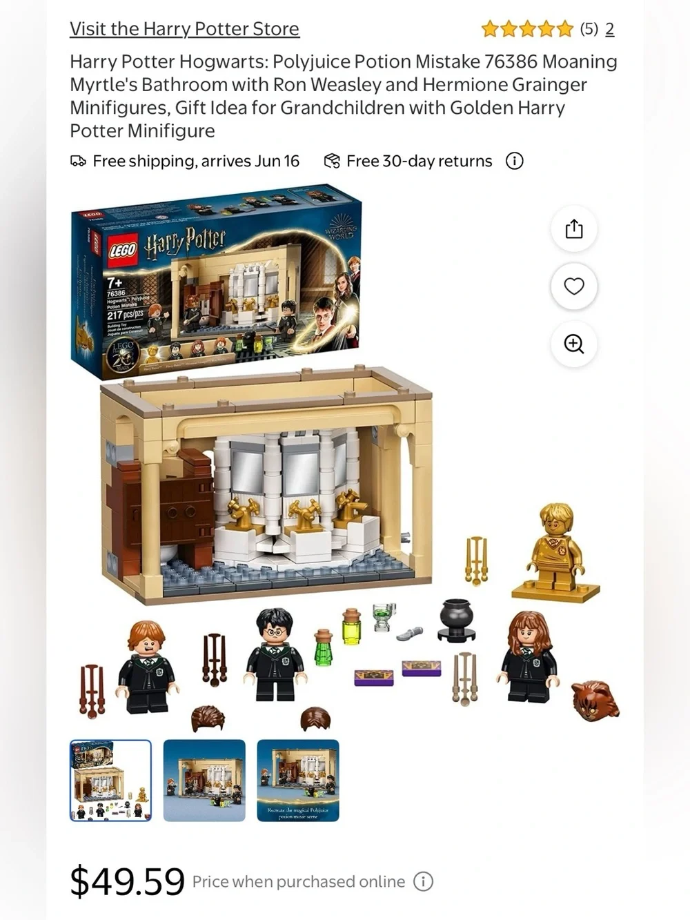 Polyjuice Potion Mistake/ Harry Potter Lego Set #76386 (217 pcs) - Picture 3 of 3